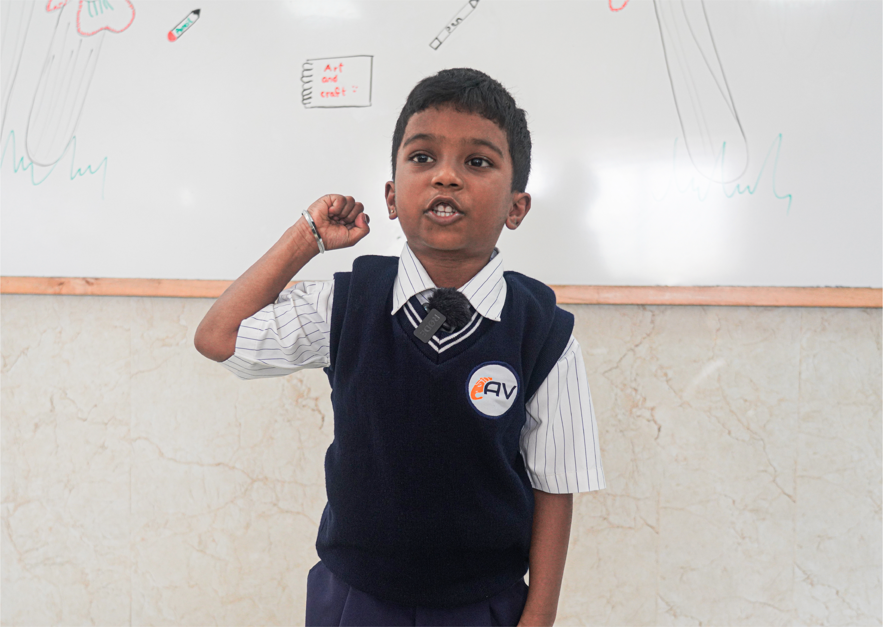 Young student in school uniform